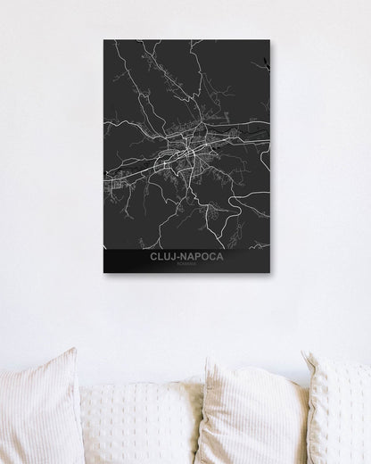 Cluj-Napoca Romania Dark Map - @ZakeDjelevic