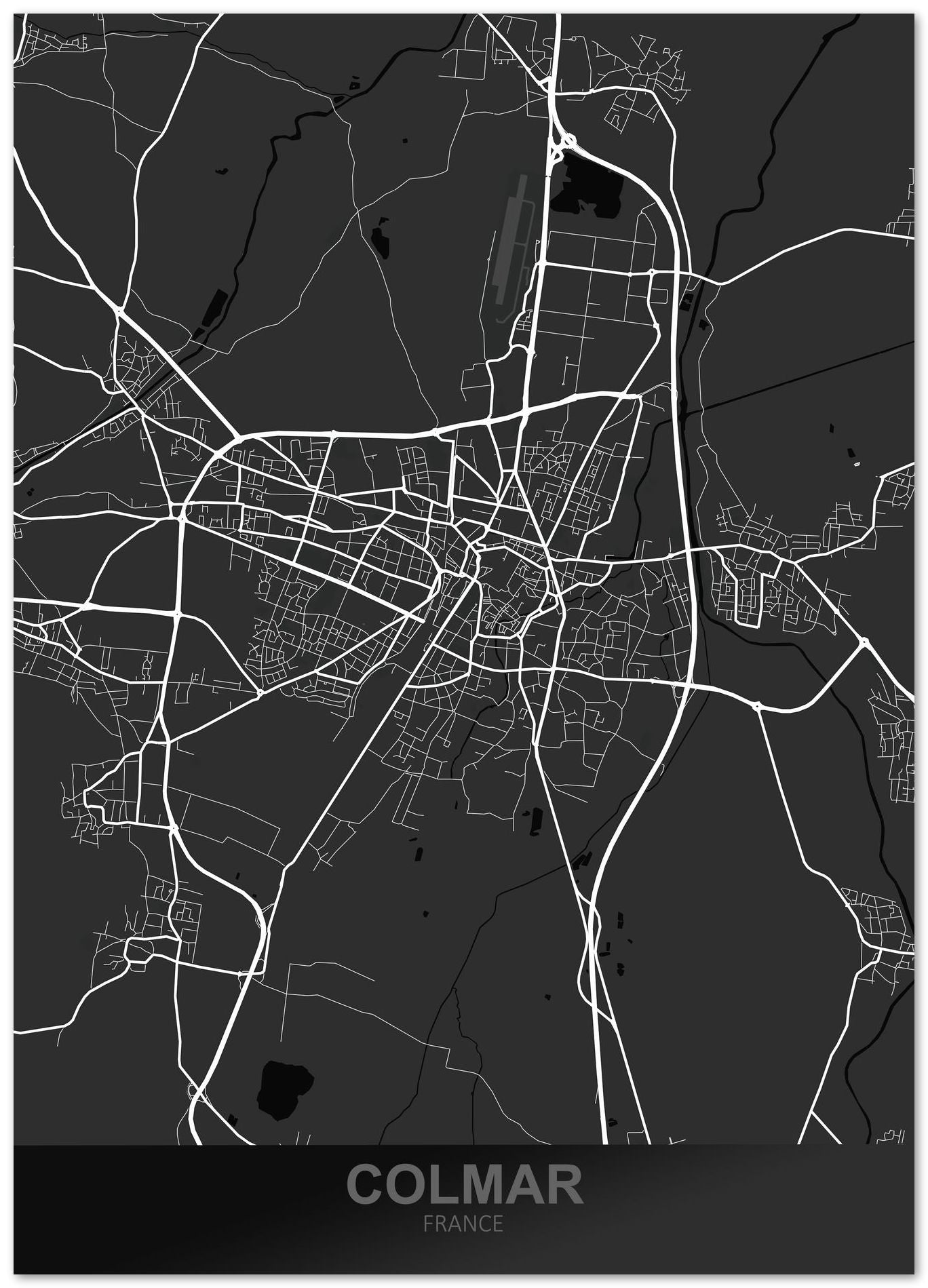 Colmar France Dark Map - @ZakeDjelevic
