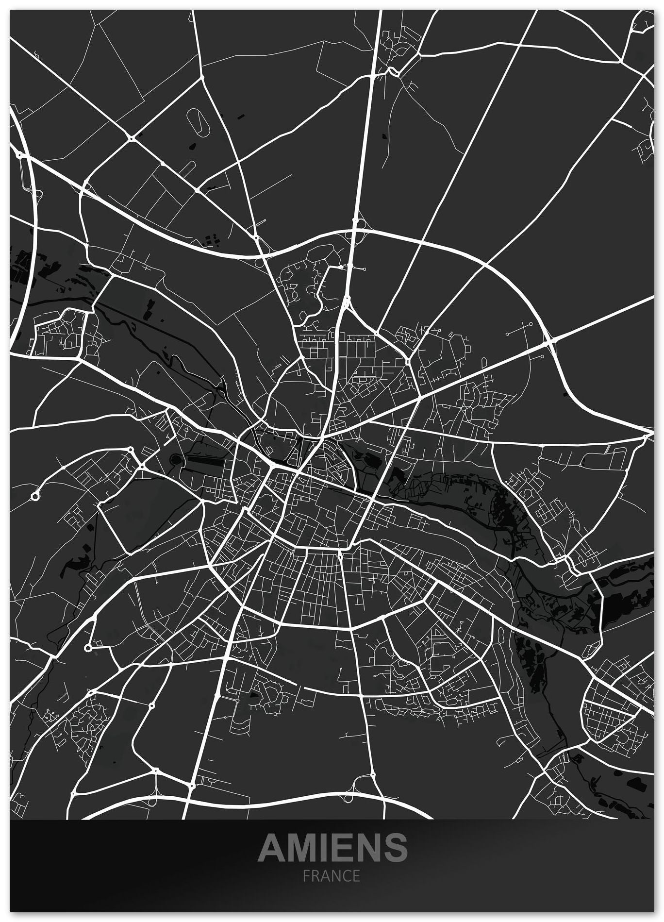 Amiens France Dark Map - @ZakeDjelevic