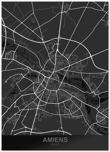 Amiens France Dark Map - @ZakeDjelevic