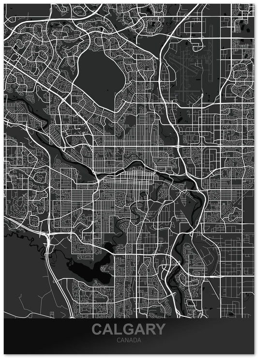 Calgary Canada Dark Map - @ZakeDjelevic