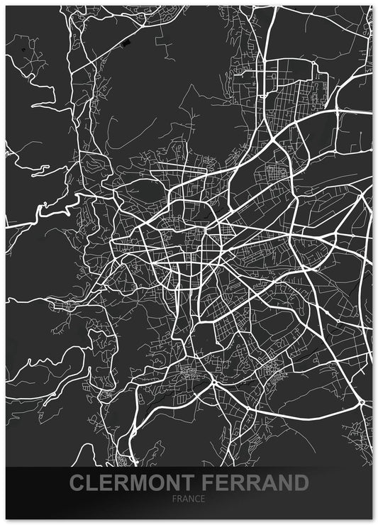 Clermont Ferrand France Dark Map - @ZakeDjelevic