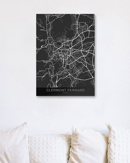 Clermont Ferrand France Dark Map - @ZakeDjelevic