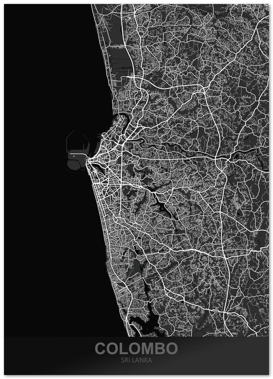 Colombo Sri Lanka Dark Map - @ZakeDjelevic