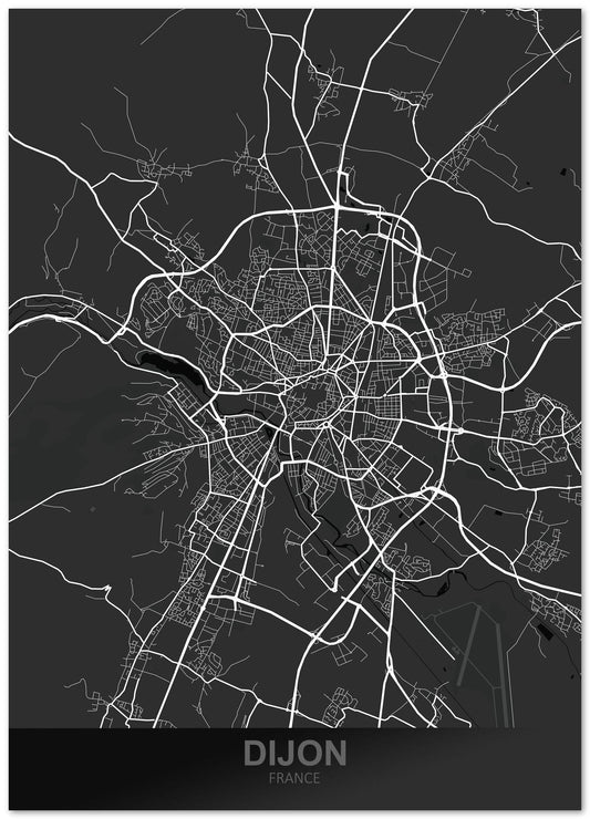 Dijon France Dark Map - @ZakeDjelevic