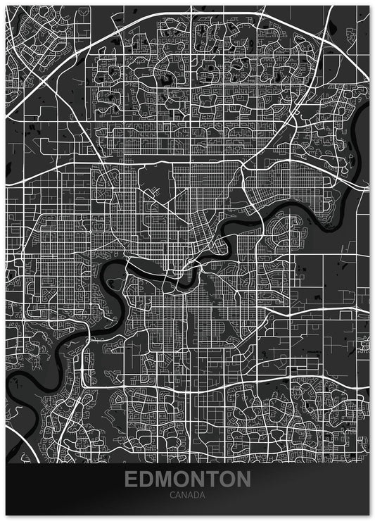 Edmonton Canada Dark Map - @ZakeDjelevic