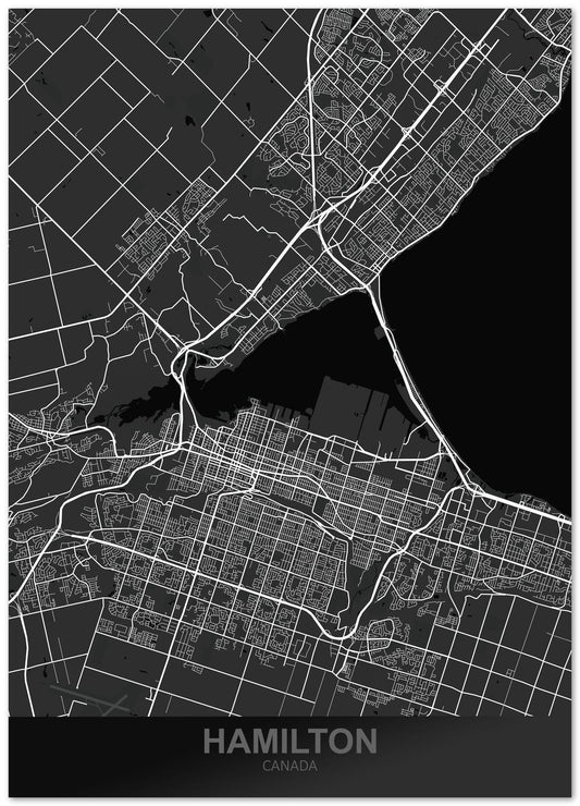 Hamilton Canada Dark Map - @ZakeDjelevic