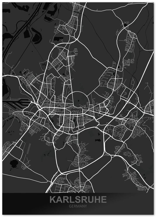 Karlsruhe Germany Dark Map - @ZakeDjelevic
