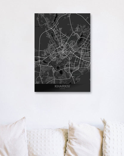 Kharkiv Ukraine Dark Map - @ZakeDjelevic