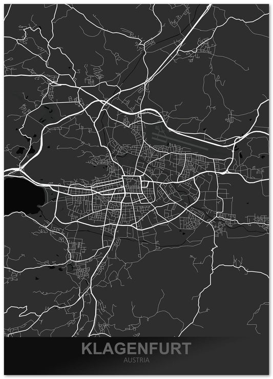 Klagenfurt Austria Dark Map - @ZakeDjelevic