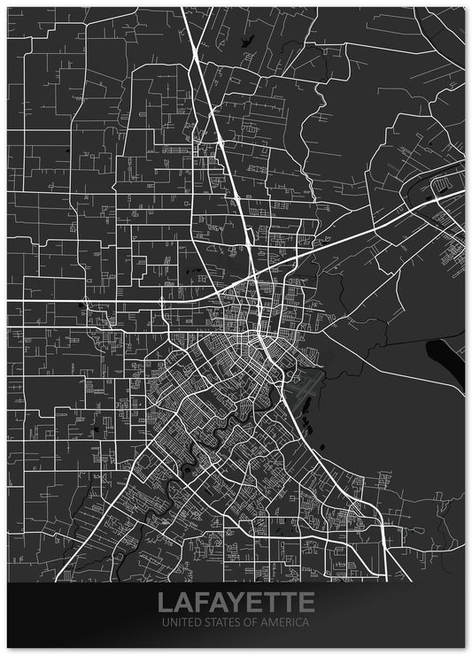 Lafayette USA Dark Map - @ZakeDjelevic