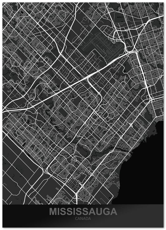 Mississauga Canada Dark Map - @ZakeDjelevic