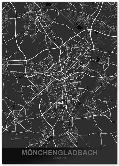 Monchengladbach Germany Dark Map - @ZakeDjelevic