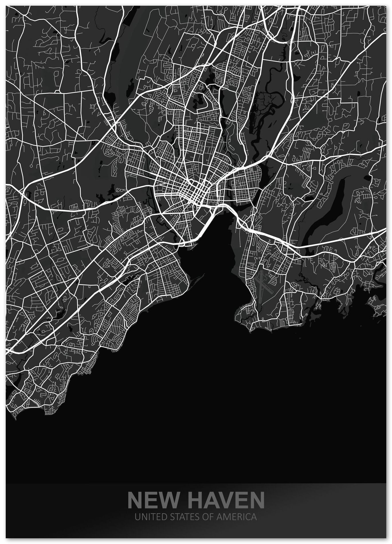 New Haven USA Dark Map - @ZakeDjelevic