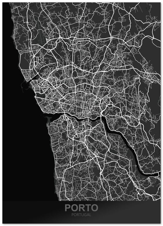 Porto Portugal Dark Map - @ZakeDjelevic