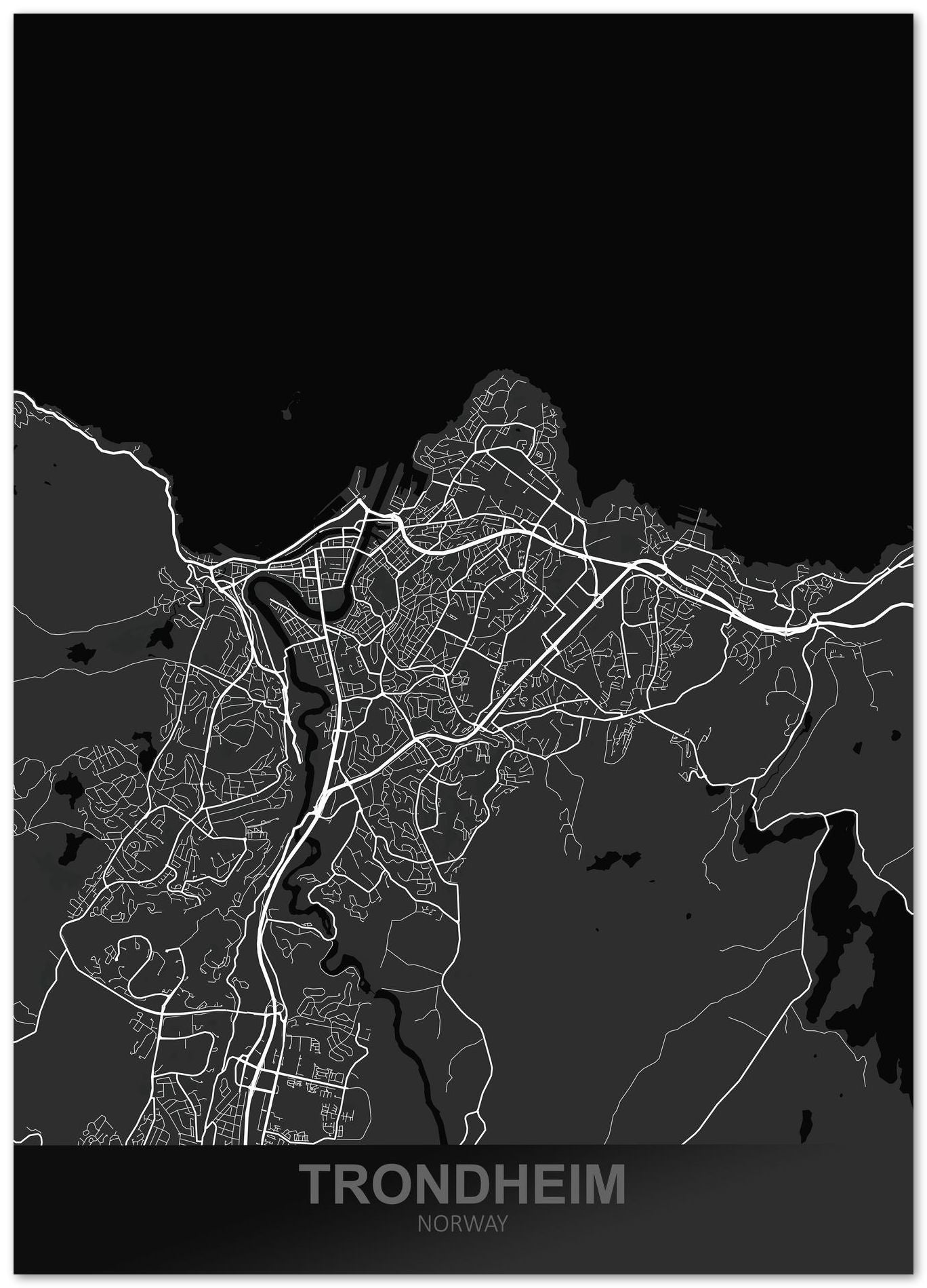 Trondheim Norway Dark Map - @ZakeDjelevic