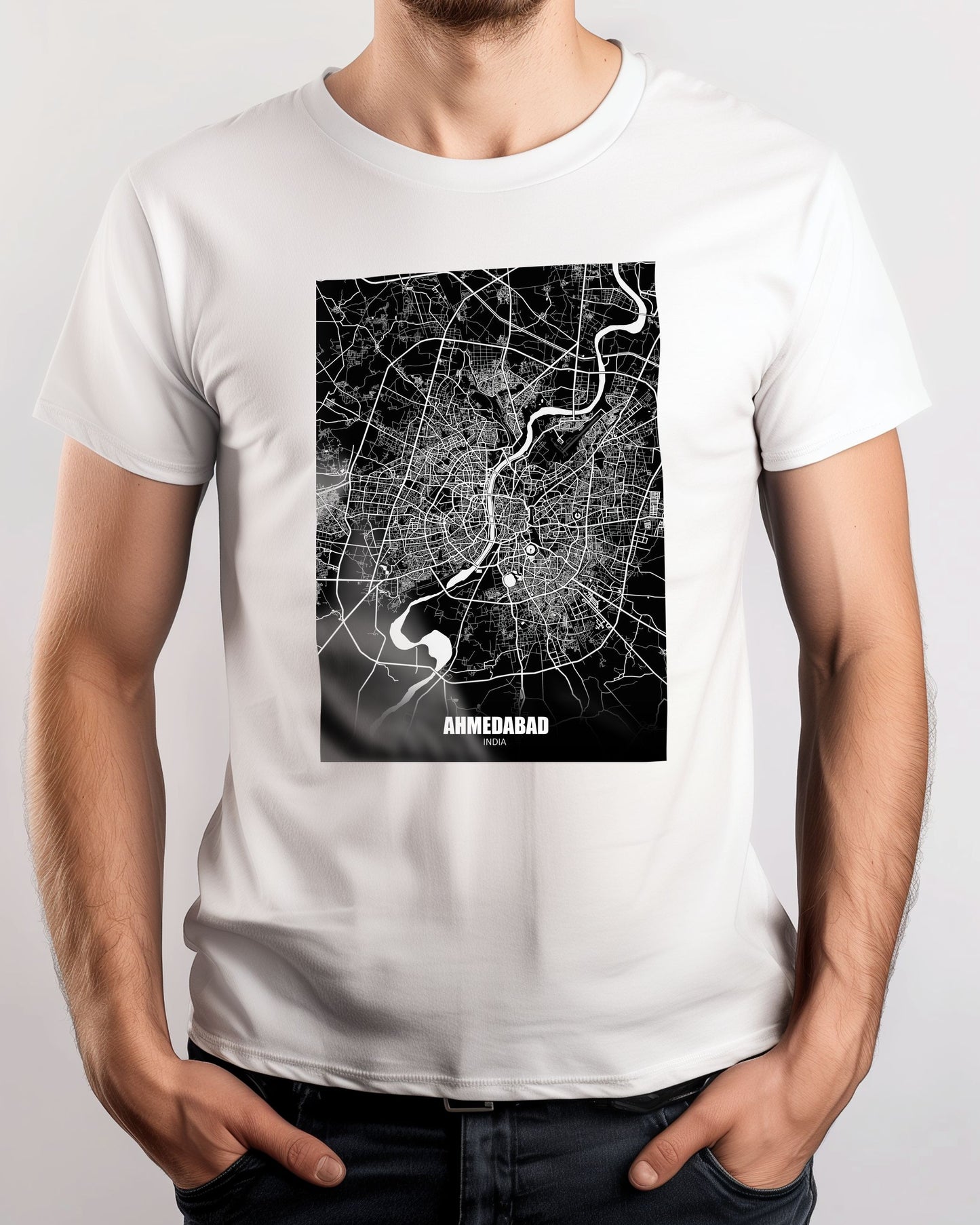 Ahmedabad India Dark Negative Map - @ZakeDjelevic