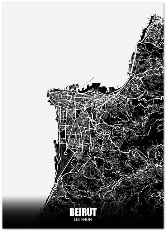 Beirut Lebanon Dark Negative Maps - @ZakeDjelevic