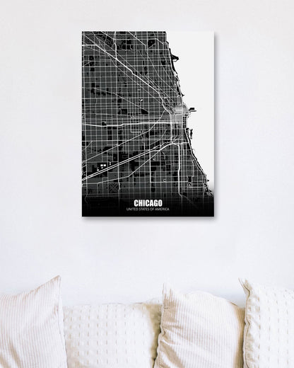 Chicago USA Dark Negative Maps - @ZakeDjelevic