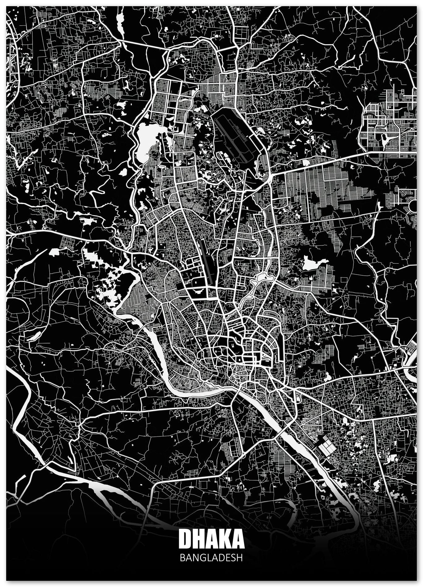 Dhaka Bangladesh Dark Negative Maps - @ZakeDjelevic