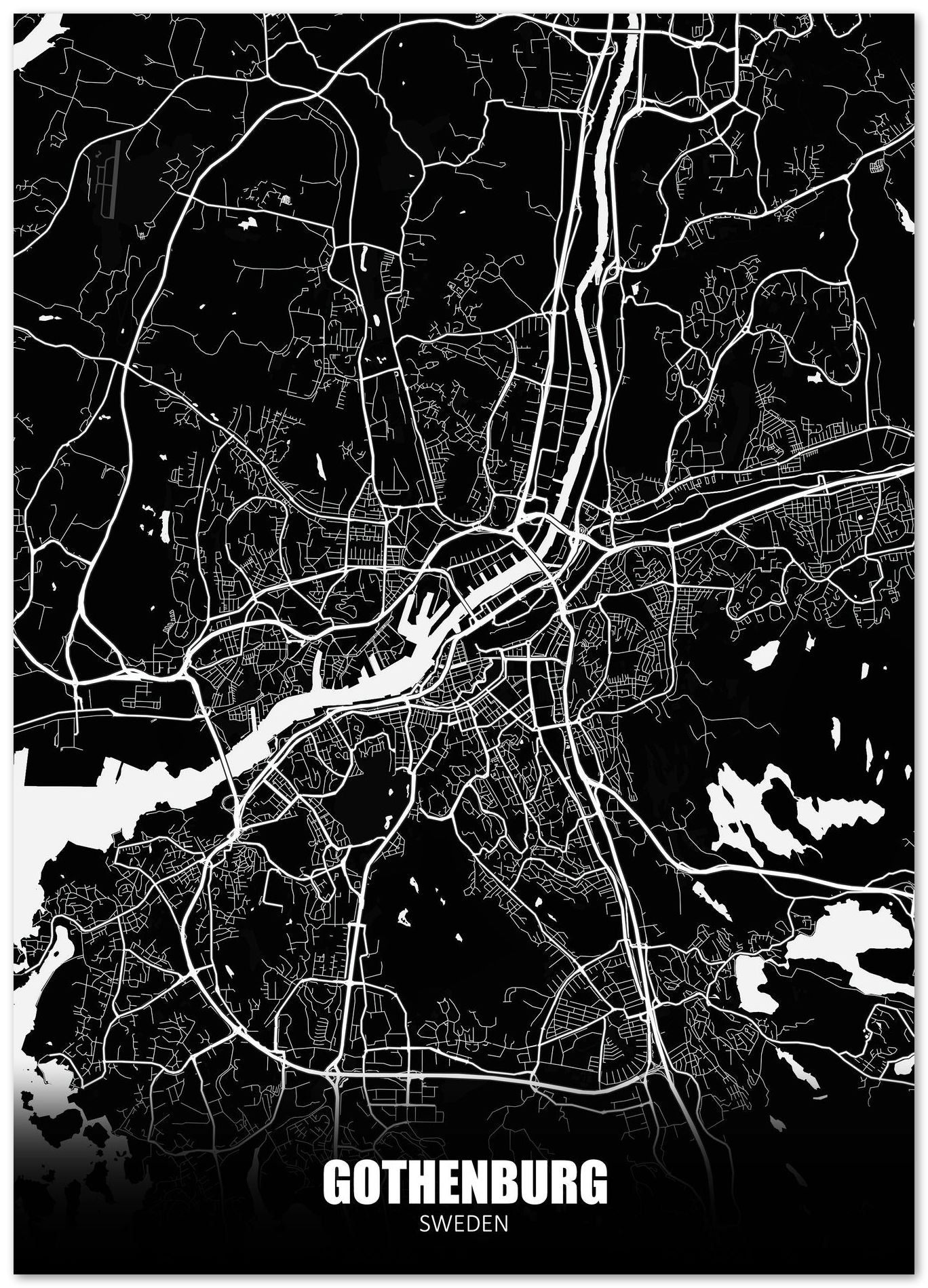 Gothenburg Sweden Dark Negative Maps - @ZakeDjelevic