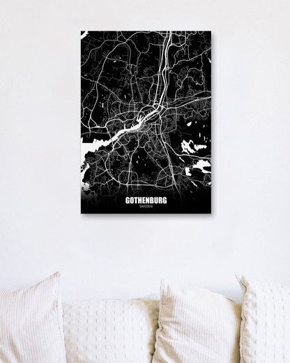 Gothenburg Sweden Dark Negative Maps - @ZakeDjelevic