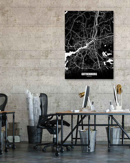 Gothenburg Sweden Dark Negative Maps - @ZakeDjelevic