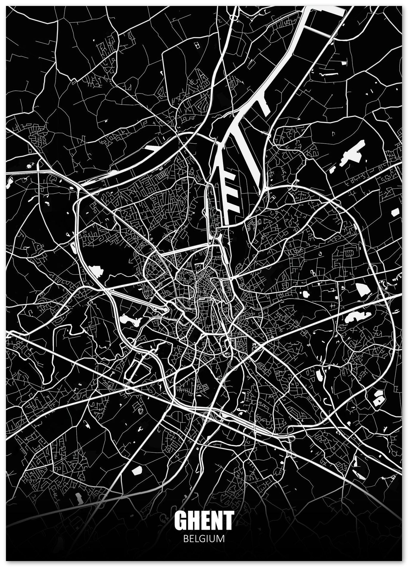 Ghent Belgium Dark Negative Maps - @ZakeDjelevic