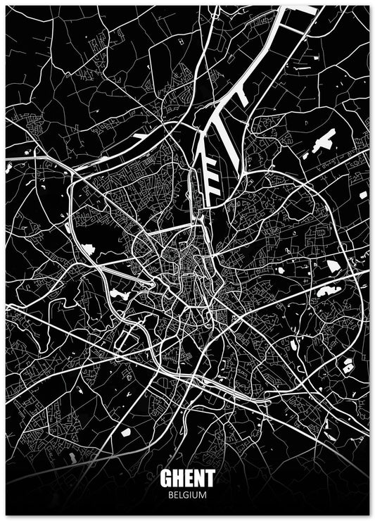 Ghent Belgium Dark Negative Maps - @ZakeDjelevic