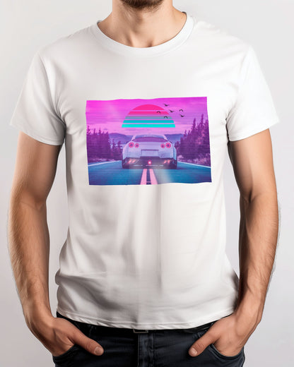 Car Nissan Gtr Retro Synthwave Sun - @JeffNugroho