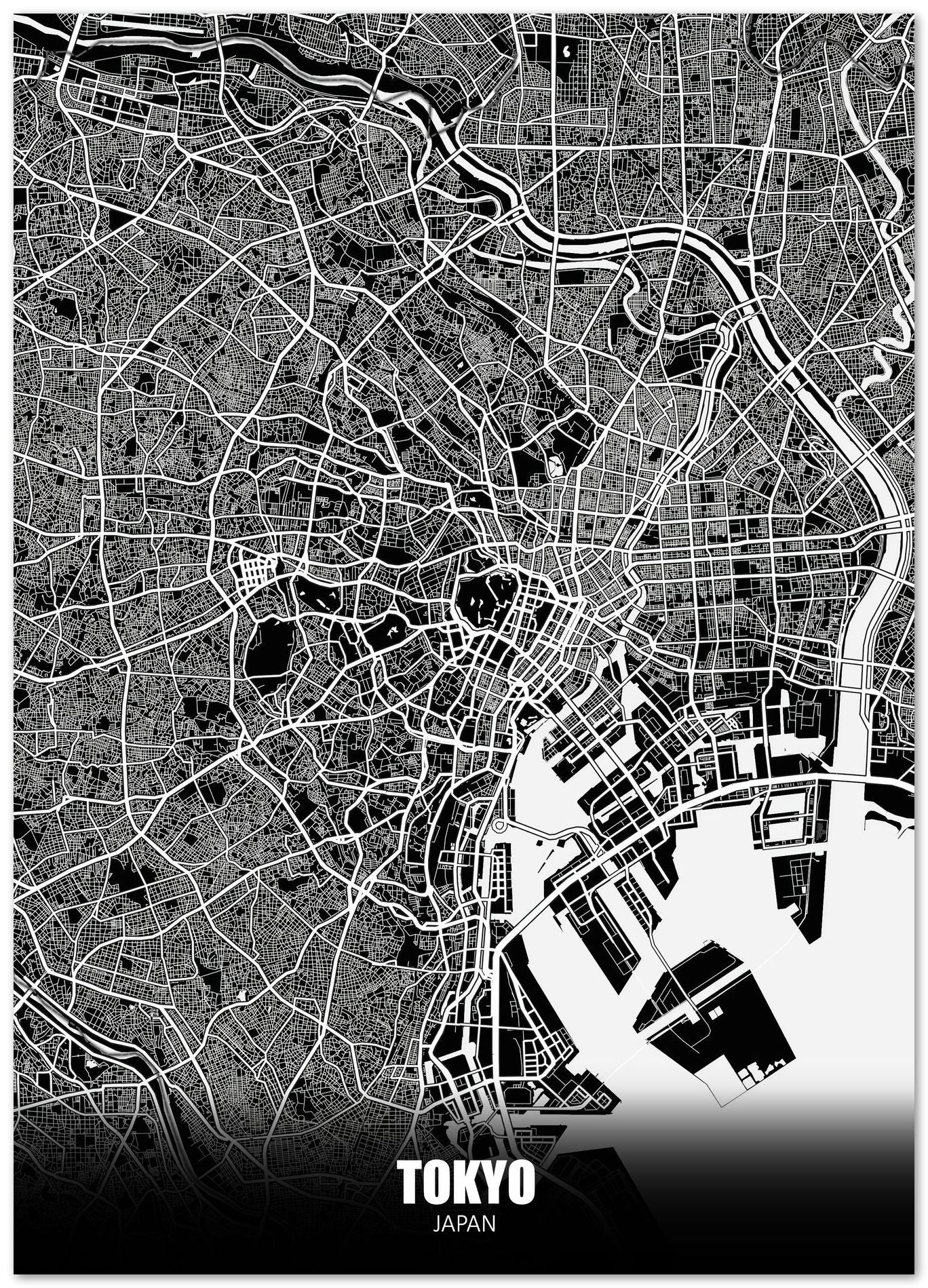 Tokyo Japan Dark Negative Maps - @ZakeDjelevic