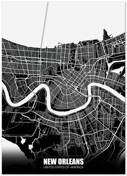 New Orleans USA Dark Negative Maps - @ZakeDjelevic