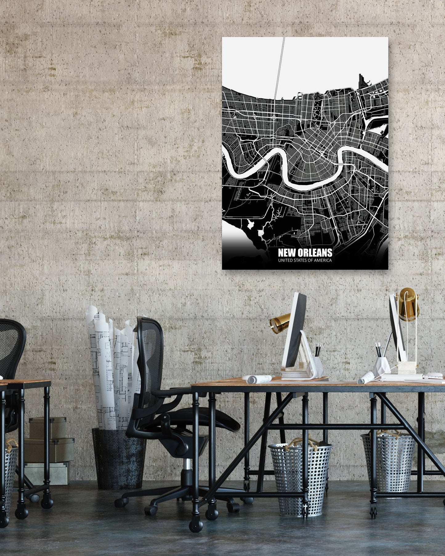 New Orleans USA Dark Negative Maps - @ZakeDjelevic