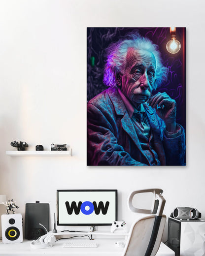 Albert Einstein Cyber Punk Style - @WpapArtist
