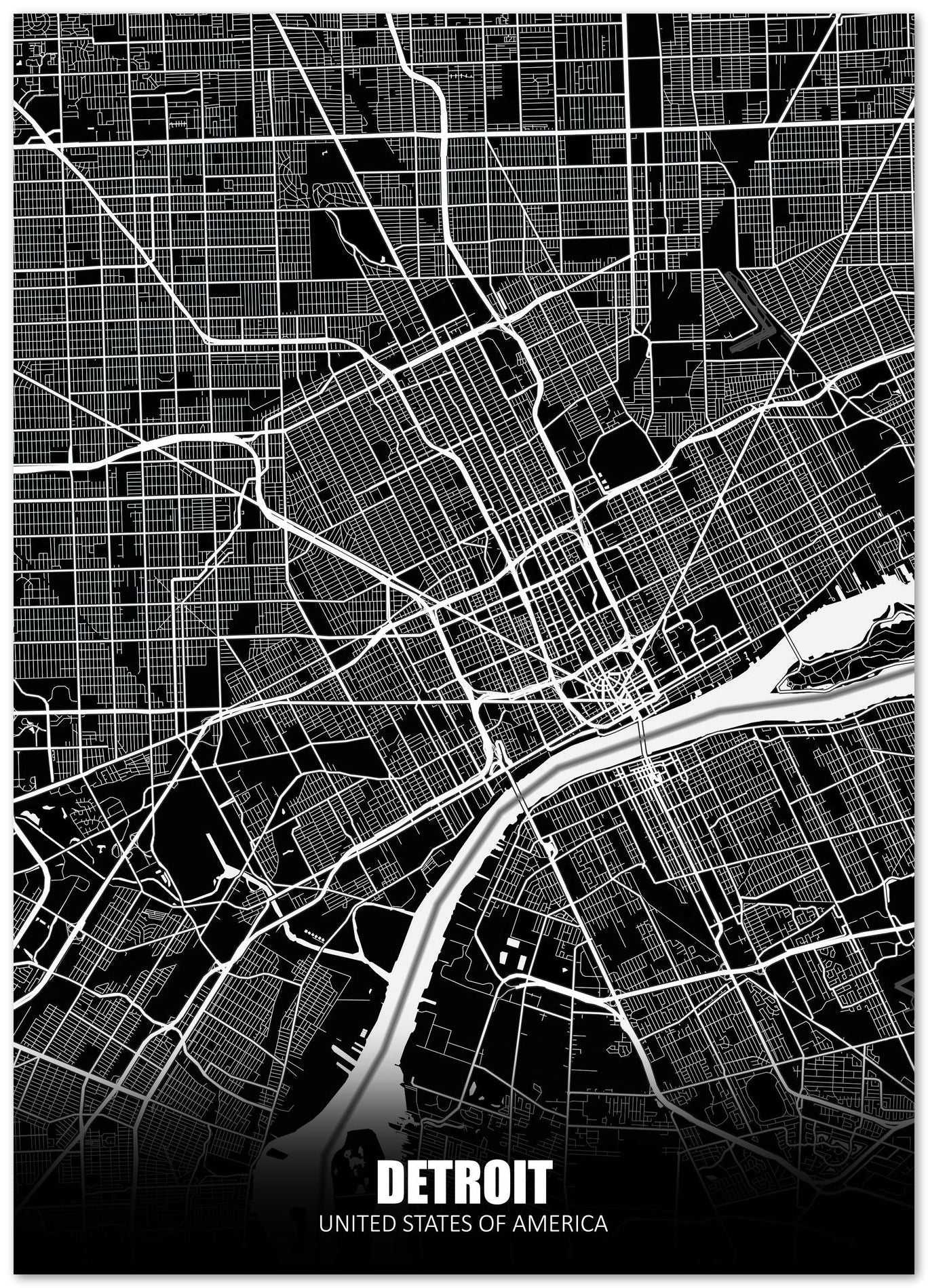 Detroit USA Dark Negative Maps - @ZakeDjelevic