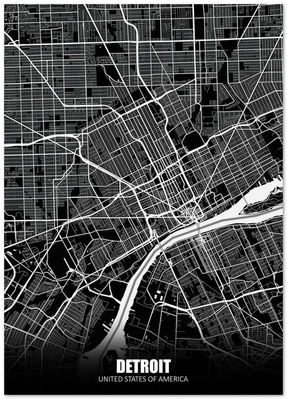 Detroit USA Dark Negative Maps - @ZakeDjelevic