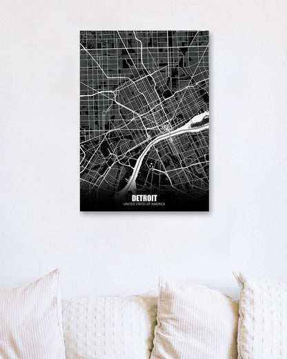 Detroit USA Dark Negative Maps - @ZakeDjelevic