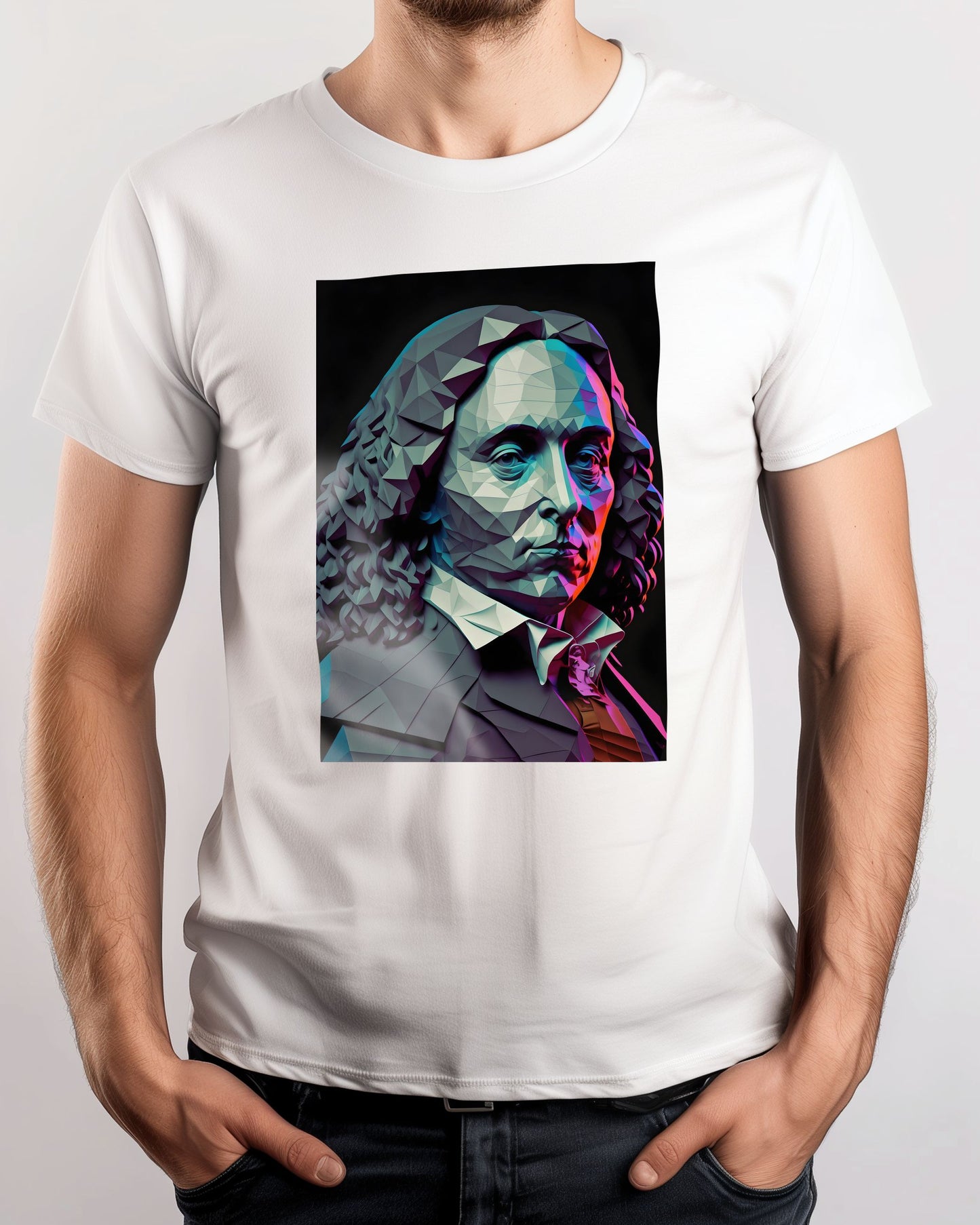 Blaise Pascal Black and White Low Poly - @WpapArtist