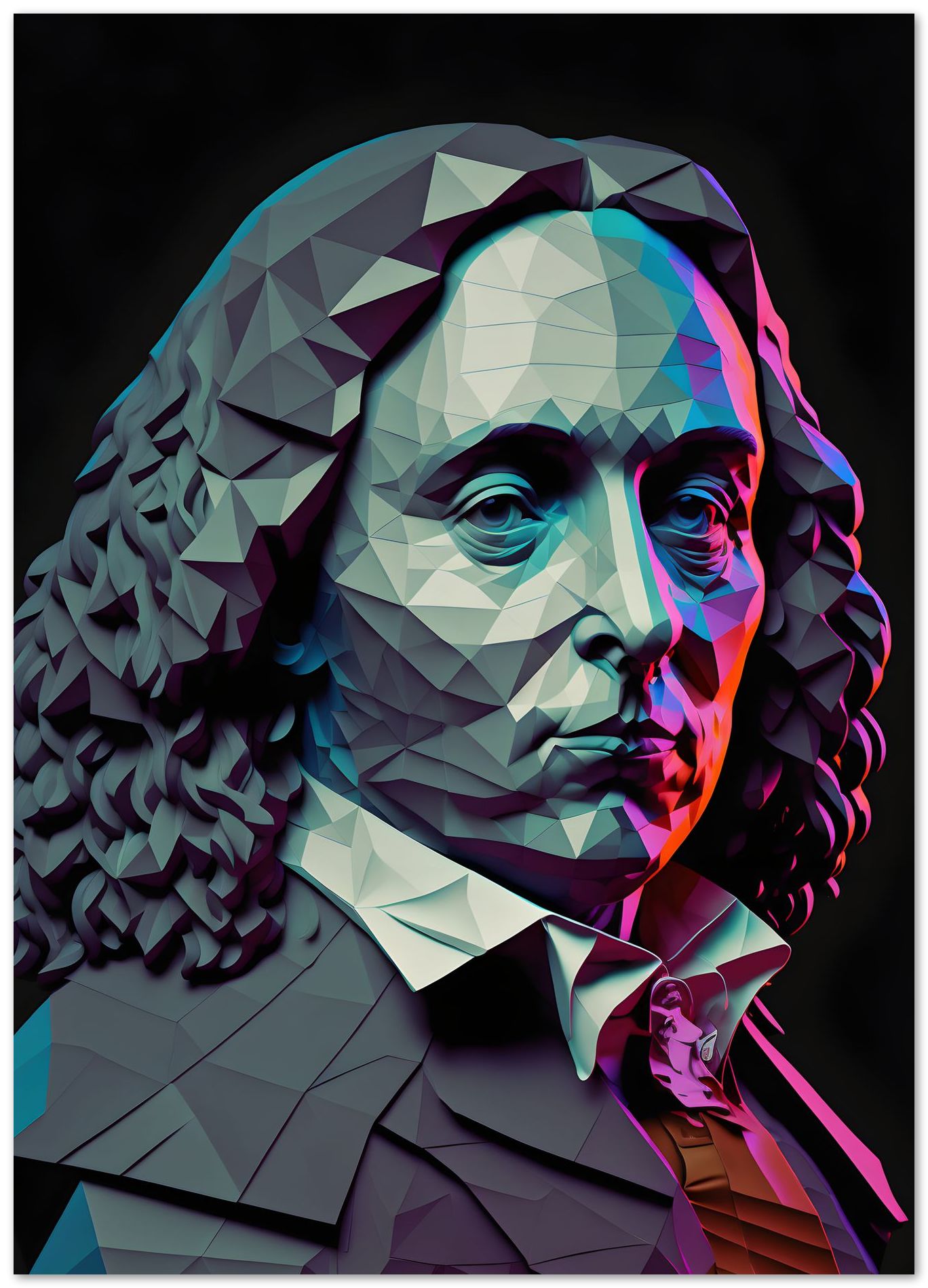 Blaise Pascal Black and White Low Poly - @WpapArtist