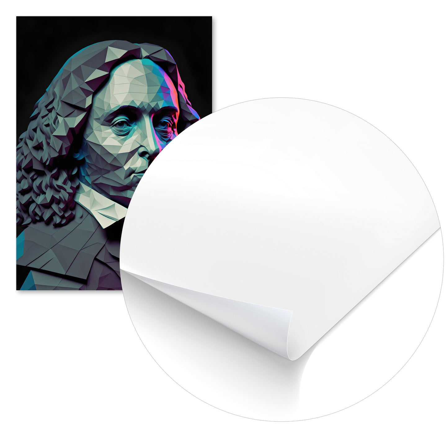 Blaise Pascal Black and White Low Poly - @WpapArtist