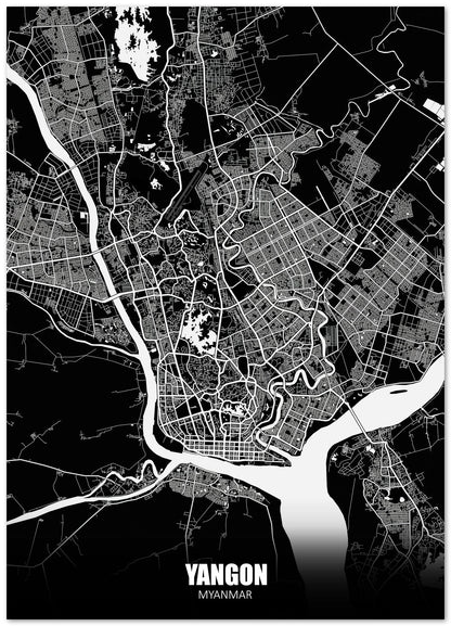 Yangon Myanmar Dark Negative Maps - @ZakeDjelevic