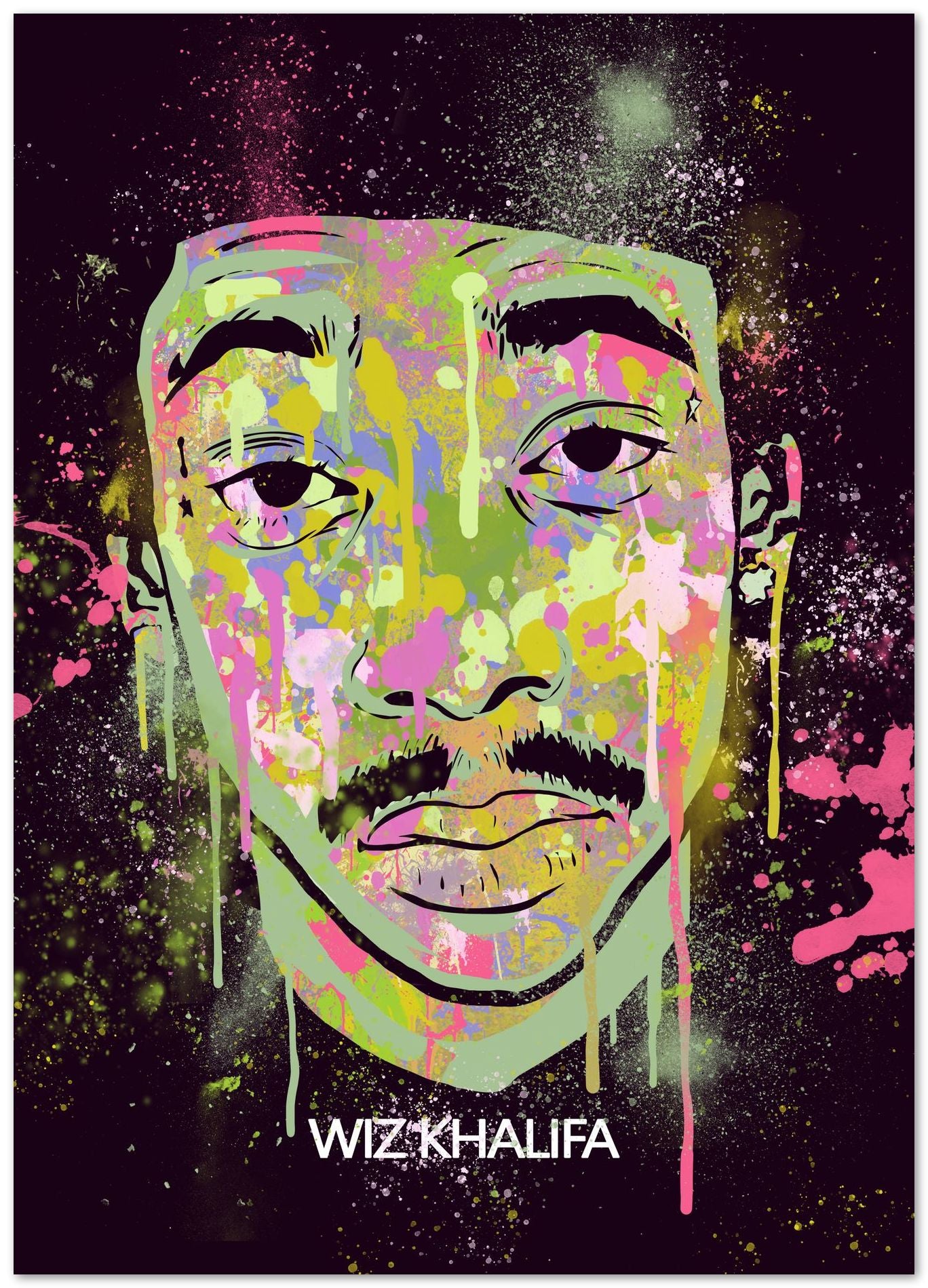 WIZ KHALIFA HIPHOP RAPPER ABSTRACT PAINTING - @RAMRAMCLUB