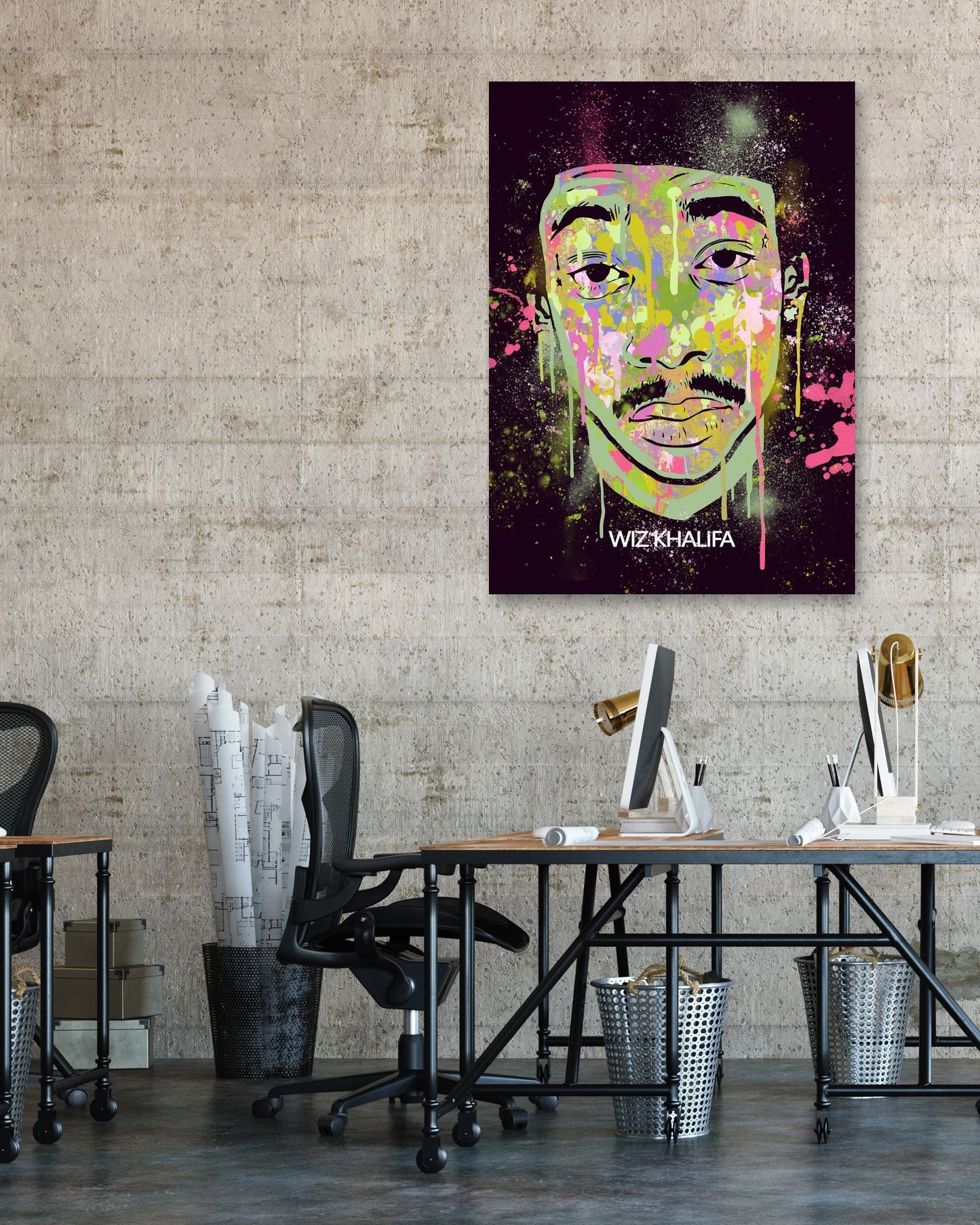 WIZ KHALIFA HIPHOP RAPPER ABSTRACT PAINTING - @RAMRAMCLUB