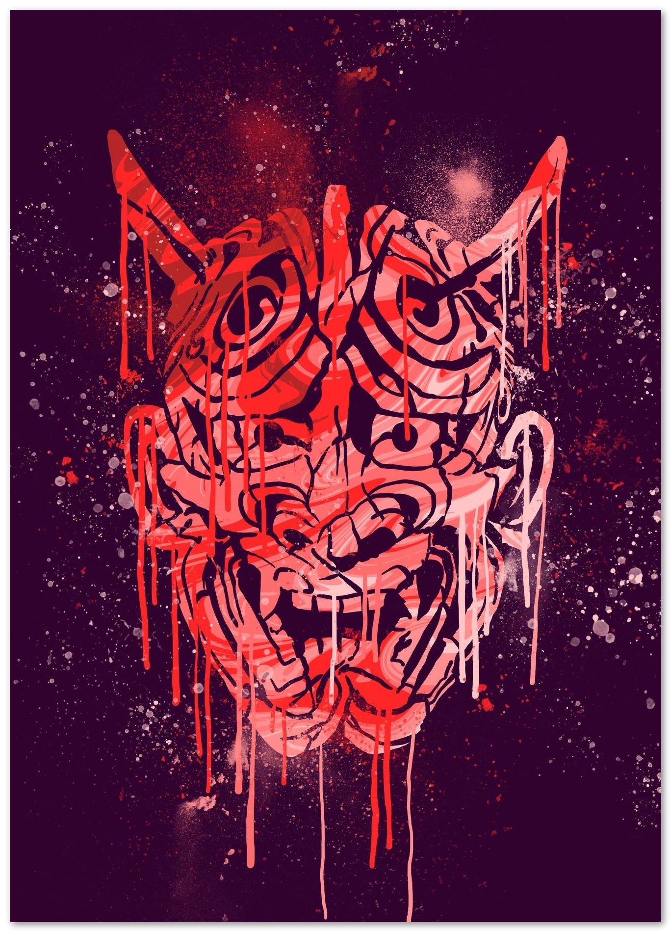 ONI MASK JAPANESE ABSTRACT PAINTING - @RAMRAMCLUB