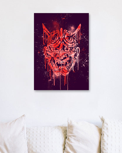 ONI MASK JAPANESE ABSTRACT PAINTING - @RAMRAMCLUB