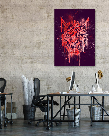 ONI MASK JAPANESE ABSTRACT PAINTING - @RAMRAMCLUB