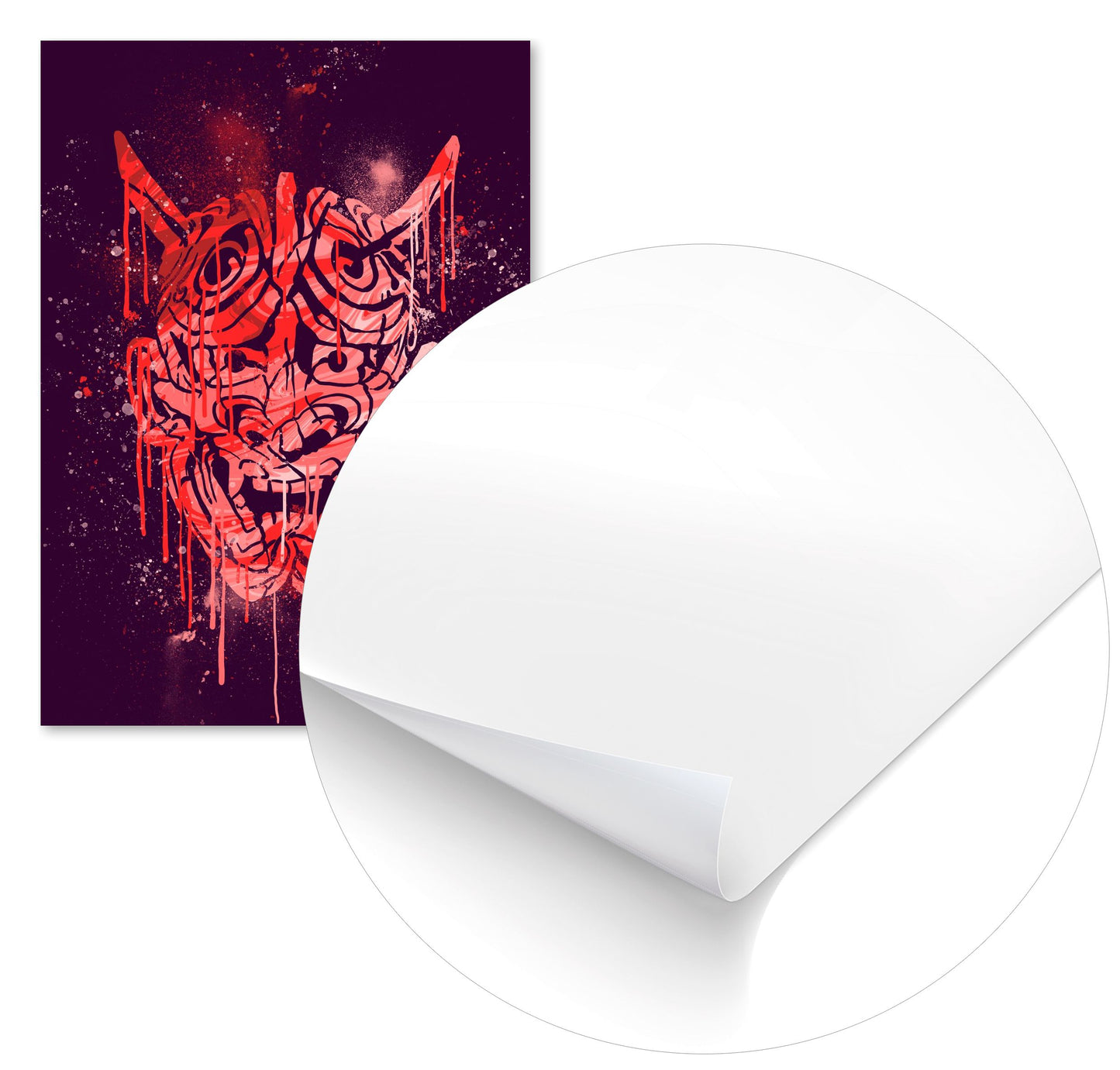 ONI MASK JAPANESE ABSTRACT PAINTING - @RAMRAMCLUB