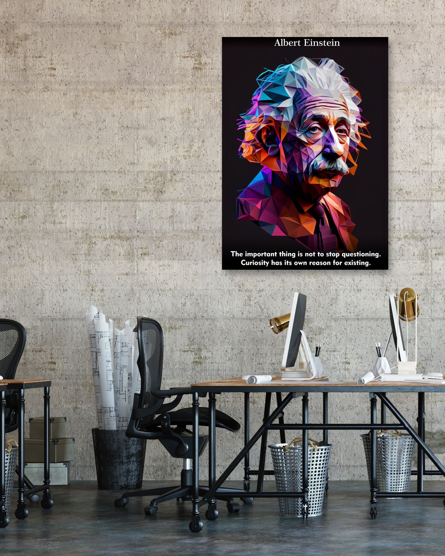 Albert Einstein Low Poly - @WpapArtist