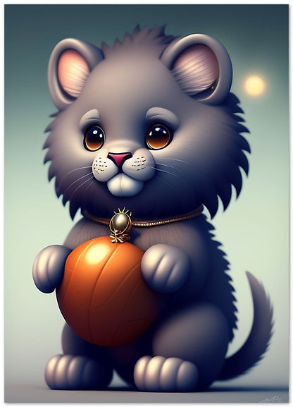 Cute cute lion holding a ball - @widart