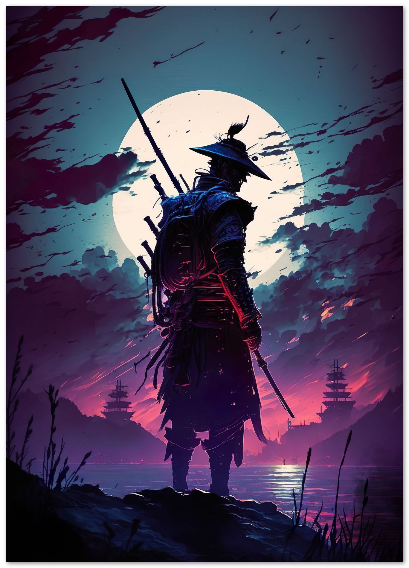 Samurai warrior standing ready to fight - @Onexstudio